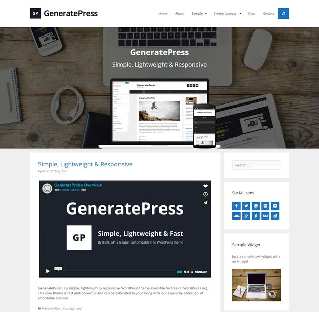 GeneratePress-Simple-Lightweight-Responsive-Wordpress-Theme